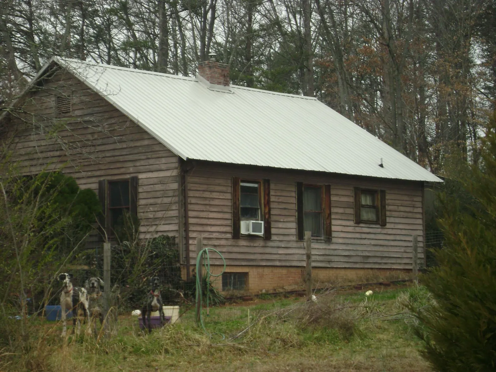 White metal roof on an old wood sided farmhouse, from a Asphalt Shingle Roof Repair job in Hooven